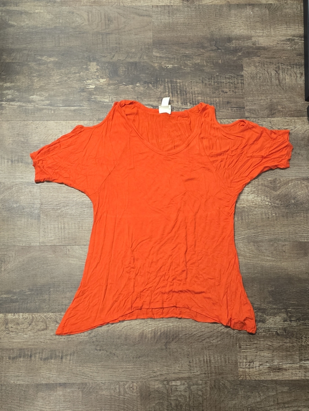 Women’s Cold-Shoulder Scoop Neck Top - Orange